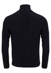 Aran 1/4 Zip Navy Knitwear By 6th Sense