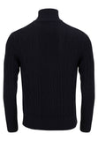 Aran 1/4 Zip Navy Knitwear By 6th Sense