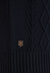 Aran 1/4 Zip Navy Knitwear By 6th Sense