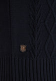Aran 1/4 Zip Navy Knitwear By 6th Sense