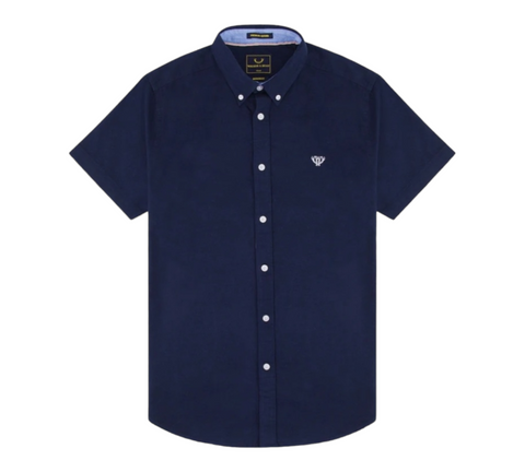 Oxford Navy S/Sleeve Shirt By Walker & Hunt