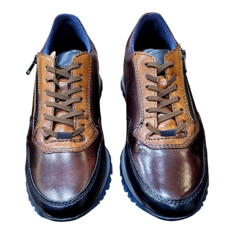 Phillip Navy/Burg Leather Trainer By Bugatti