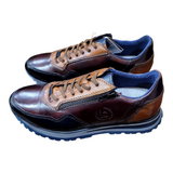 Phillip Navy/Burg Leather Trainer By Bugatti