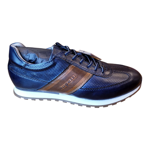 Ivar Navy Leather Trainer By Bugatti