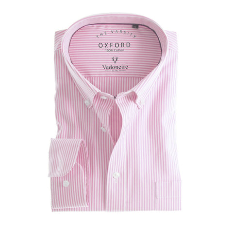 2263 Pink Stripe Oxford Shirt By Vedoneire
