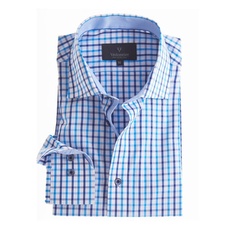 2295 Blue Check Shirt By Vedoneire