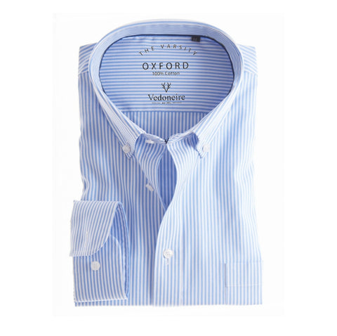 2263 Blue Stripe Oxford Shirt By Vedoneire
