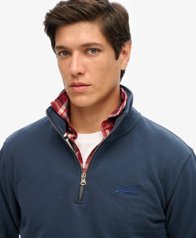 Essentials Navy 1/4 Zip Knitwear By SuperDry