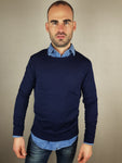 Tower Merino  Wool Crew Neck Navy Knitwear By Selected *OY>LM*