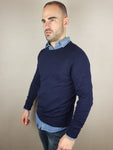 Tower Merino  Wool Crew Neck Navy Knitwear By Selected *OY>LM*