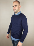 Tower Merino  Wool Crew Neck Navy Knitwear By Selected *OY>LM*