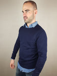 Tower Merino  Wool Crew Neck Navy Knitwear By Selected *OY>LM*