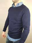 Tower Merino  Wool Crew Neck Navy Knitwear By Selected *OY>LM*