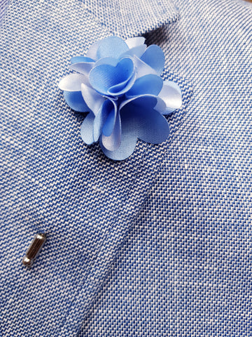 Flower Lapel Pin Pale Blue By Michelsons