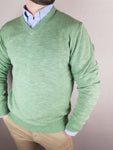 Green V Neck Knitwear By 6th Sense