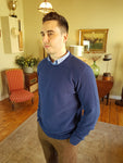1903 23 Blue Waffle Crew Neck knitwear By Tricot Denim