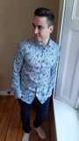 Bird Print Blue Shirt By A Fish Named Fred