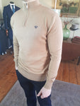 Tan Half Zip Knitwear By Walker & Hunt