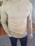 Tan Half Zip Knitwear By Walker & Hunt