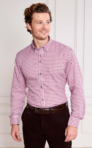 Quinn Burgundy Check Shirt By Andre