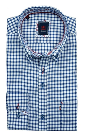 Quinn Navy Check Shirt By Andre