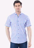 SS/22/2 Blue Check S/Sleeve Shirt By 6th Sense