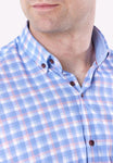 SS/22/3 Blue Check S/Sleeve Shirt By 6th Sense